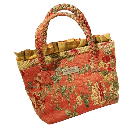 Isabella's Journey April Cornell Purse Peach Floral Tapestry Plaid NWOT - Picture 1 of 9